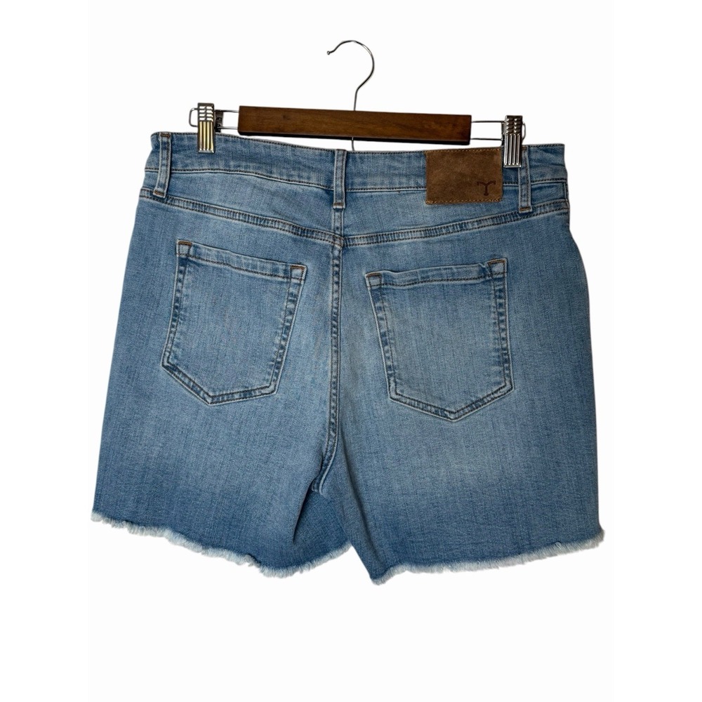 Tecovas Womens High Rise Raw Hem Denim Shorts Medium Wash Blue Size 31 New - Picture 7 of 9